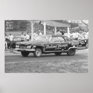 Affiche Course de traîneau vintage - 1960 Plymouth Fury