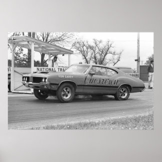 Affiche Course de traîneau vintage - 1970 Olds 442 Chesrow