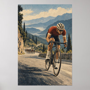 Affiche Course de vélo sur route de montagne Paysage alpin