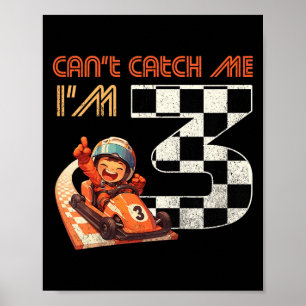 Affiche Course de voiture d'anniversaire pour enfants de 3