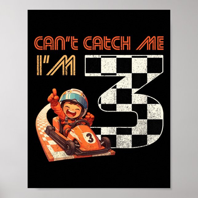 Affiche Course de voiture d'anniversaire pour enfants de 3 (Devant)