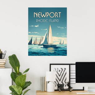 Affiche Course de yacht de Newport Rhode Island Vintage