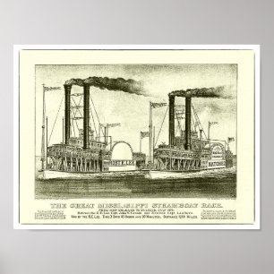 Affiche Course du grand bateau à vapeur du Mississippi - I
