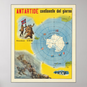 Affiche Course italienne vintage pour le Pôle Sud et une c