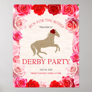 Affiche Course pour l'accueil du Derby Party Rose