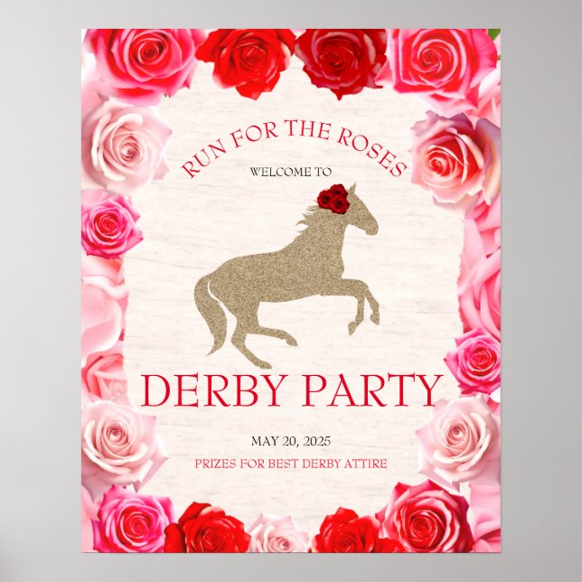 Affiche Course pour l'accueil du Derby Party Rose (Devant)