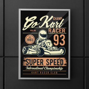 Affiche Course vintage Go Kart