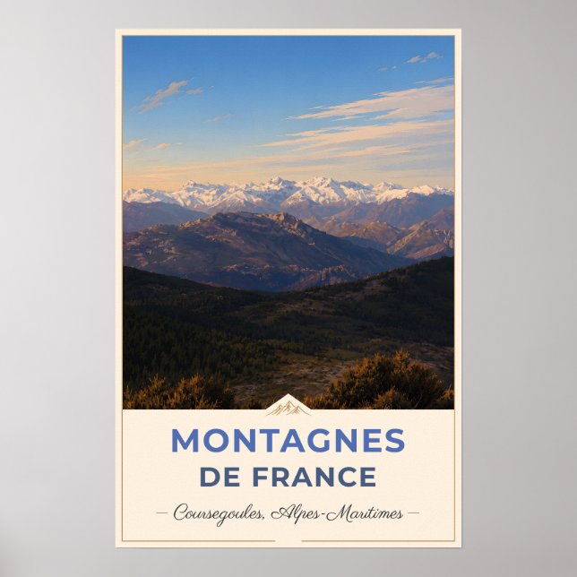 Affiche Coursegoules, France – Mountain Panorama (Devant)