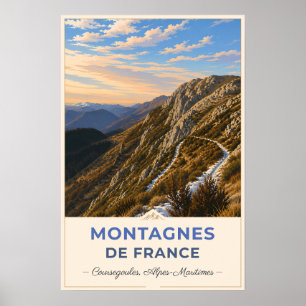 Affiche Coursegoules, France – Mountain Peaks