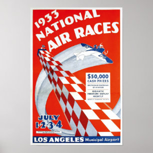 Affiche Courses aériennes nationales, 1933. Publicité anci