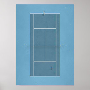 Affiche Court de tennis illustré ci-dessus