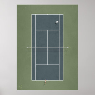 Affiche Court de tennis illustré ci-dessus