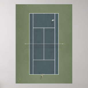 Affiche Court de tennis illustré ci-dessus