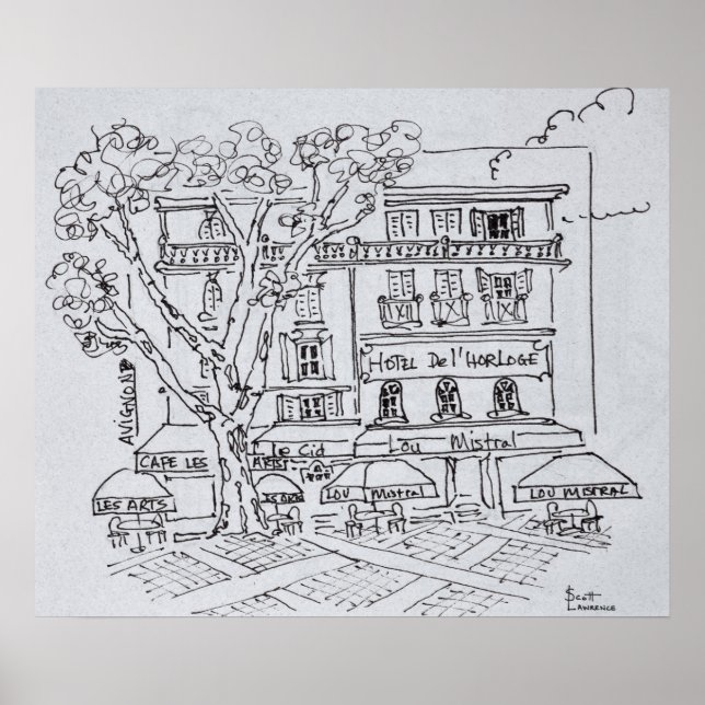 Affiche Courtyard Café | Hôtel del'Horloge, Avignon (Devant)
