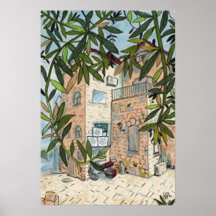 Affiche Courtyard in Haifa Israel Paysage urbain croquis