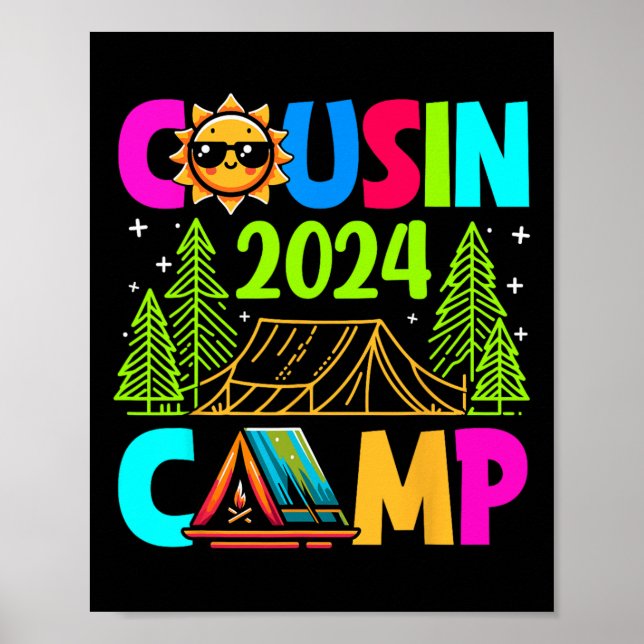 Affiche Cousin Camp 2024 Vacances en famille Camping été C (Devant)