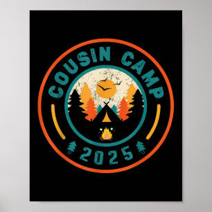 Affiche Cousin Camp 2025 Équipe de Camping Feu de Camp d'É