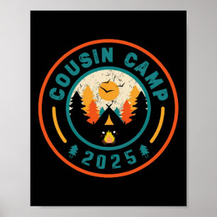 Affiche Cousin Camp 2025 Équipe de camping Feu de camp Vac