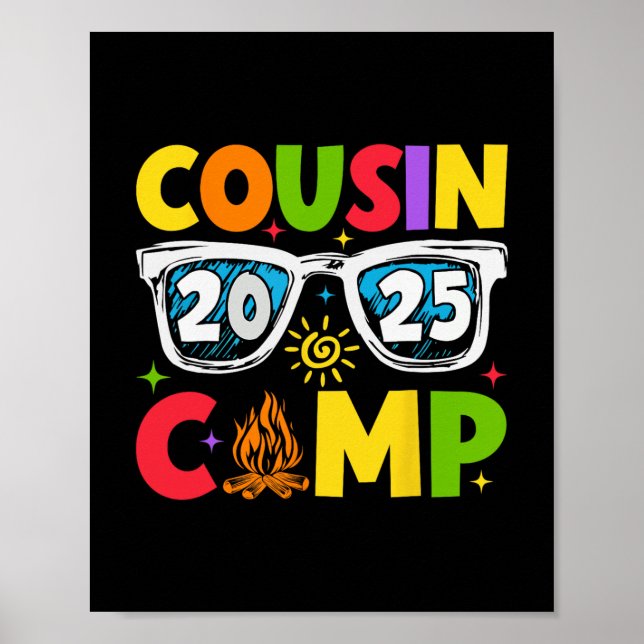 Affiche Cousin Camp 2025 Vacances familiales Camping d'été (Devant)