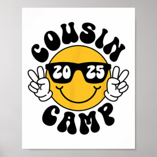 Affiche Cousin Camp 2025 Visage Sourire Vacances Camp d'ét