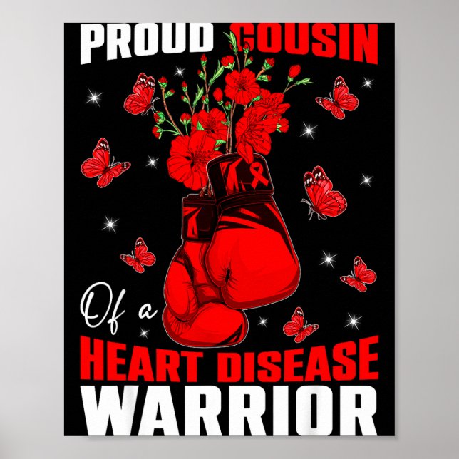 Affiche Cousin Of A Heart Warrior Heart Disease Awareness  (Devant)