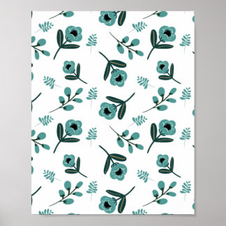 Affiche Coussin de jet de nuit floral Blue Garden