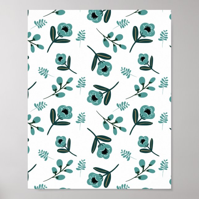 Affiche Coussin de jet de nuit floral Blue Garden (Devant)