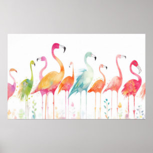 Affiche Coussin des oiseaux de Flamant rose lunaire