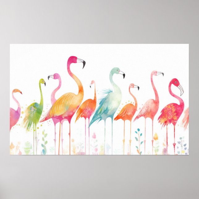 Affiche Coussin des oiseaux de Flamant rose lunaire (Devant)