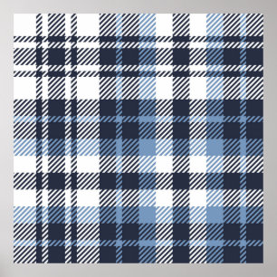 Affiche Coussin écossais moderne écossais bleu et blanc