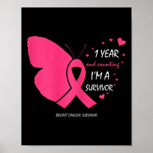 Affiche Coute 1 an Cancer du sein Gratuit Cadeaux de survi