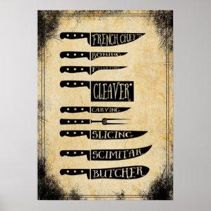 Affiche Couteaux à baldaquin de la boucherie vintage
