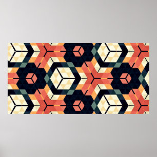 Affiche Couteaux géométriques hexagones Abstraits et color