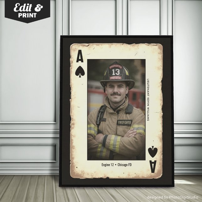 Affiche Coutume de cadeau Firefighter Art mur, l'as des pi (Custom Firefighter Gift Wall Art, Ace of Spades Poster)