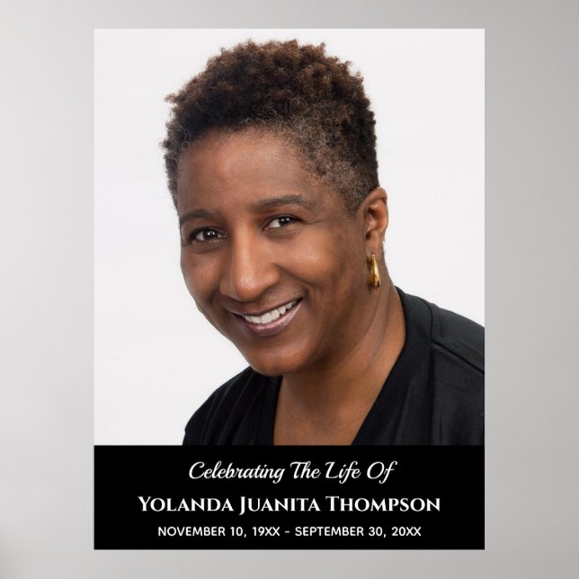 Affiche Coutume de photo de souvenir de deuil de sympathie (Devant)