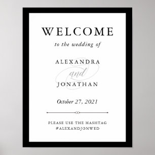 Affiche Couture élégante Accueil Mariage noir et blanc