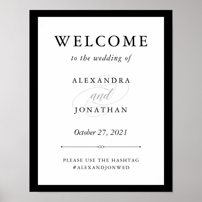 Affiche Couture élégante | Accueil Mariage noir et blanc (Devant)