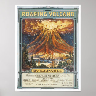 Affiche Couvercle Vintage Volcan Roaring