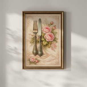 Affiche Couverts Floraux Vintage