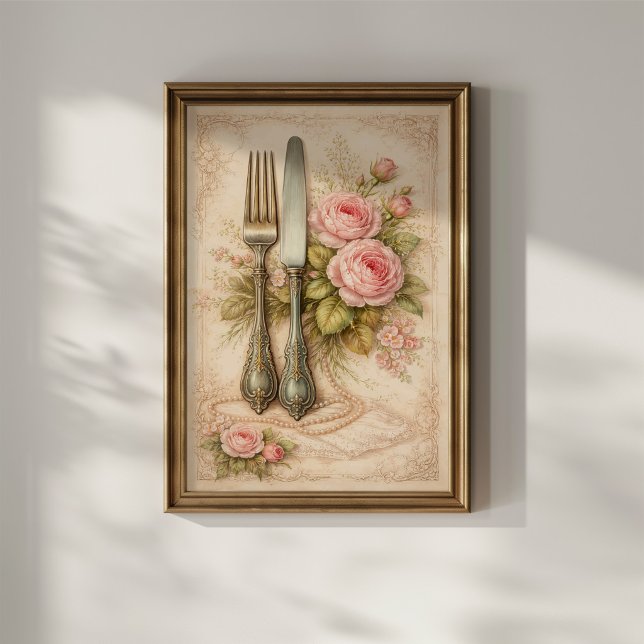 Affiche Couverts Floraux Vintage (Créateur téléchargé)