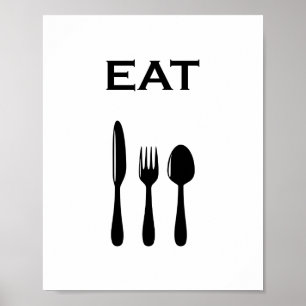 Affiche Couverts minimalistes modernes & typographie EAT