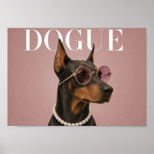 Affiche Couverture A4 Doberman Rose