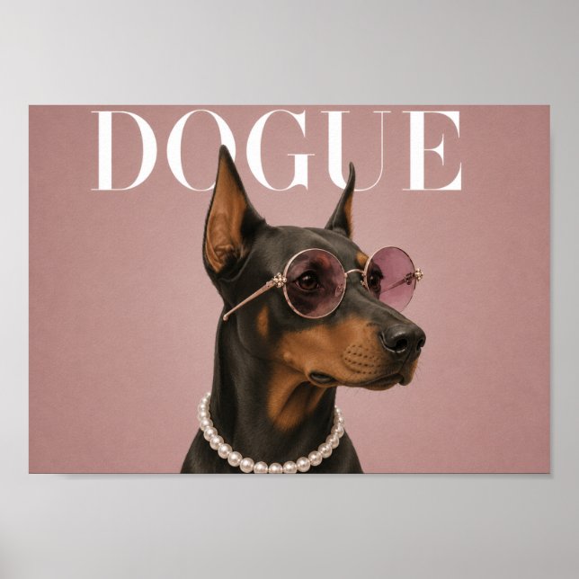 Affiche Couverture A4 Doberman Rose (Devant)