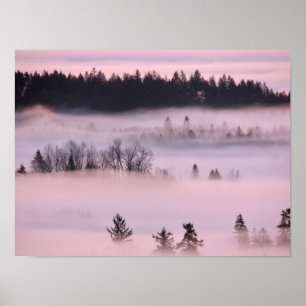 Affiche Couverture de brouillard rose.