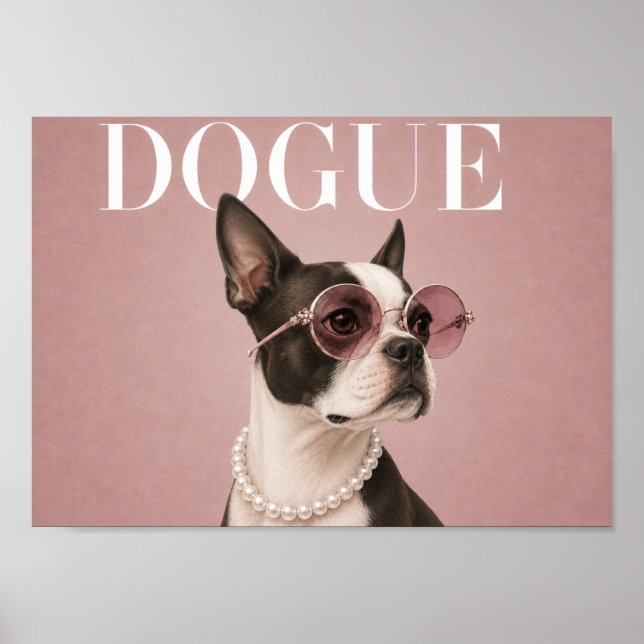 Affiche Couverture de fille de chien Terrier de Boston ros (Devant)
