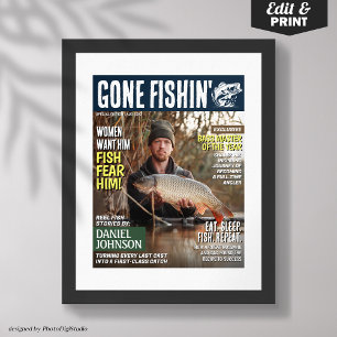 Affiche Couverture de magazine de pêche personnalisée, cad