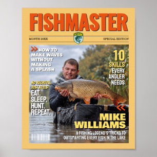 Affiche Couverture de magazine de pêche personnalisée, cad
