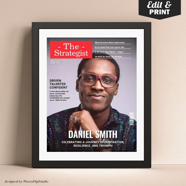 Affiche Couverture de magazine personnalisée, cadeau d'aff (Custom Magazine Cover, Business Gift Entrepreneur Poster)