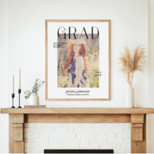 Affiche couverture de magazine photo graduation faire-part