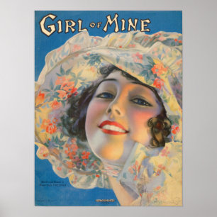 Affiche Couverture de partition musicale de 1917 Girl of M